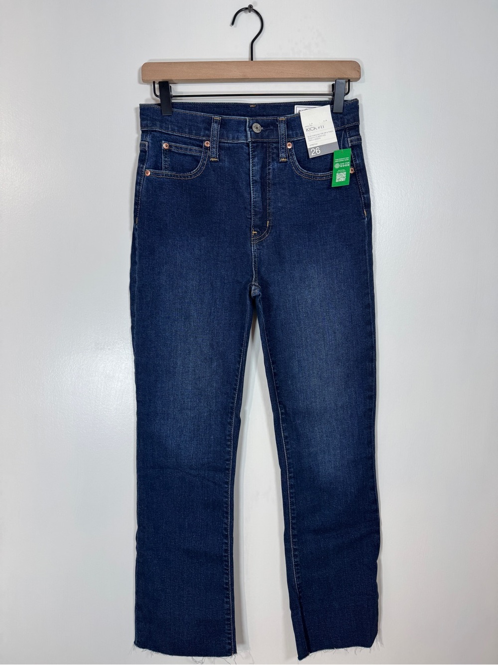 WJ373 {GAP} "Kick Fit High Rise Dark Wash" Tall Bootcut Crop Denim Jeans